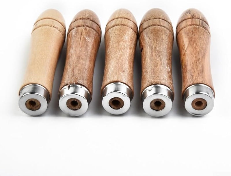 Wooden File Handle Replacement 5 Pack with Metal Collar for 4 to 6 Inch Files 9cm Length - Image 3